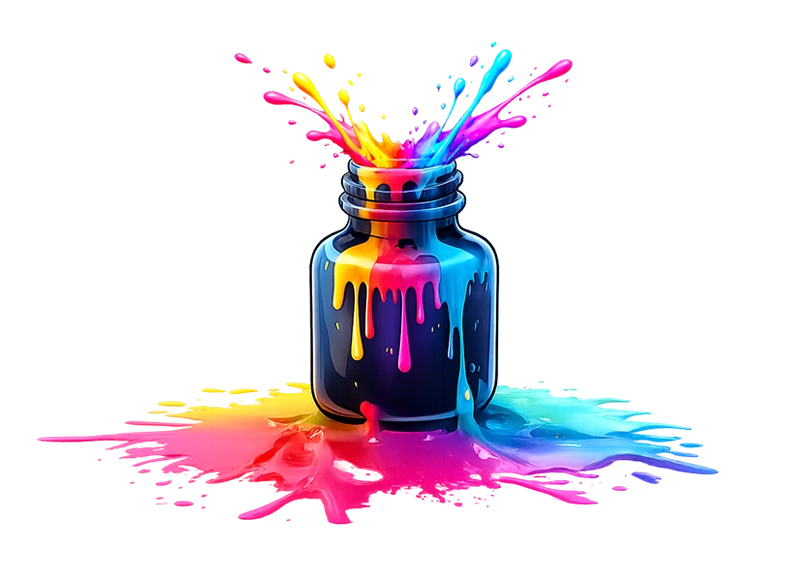 Color inks representing the creativity process at Quilldraws